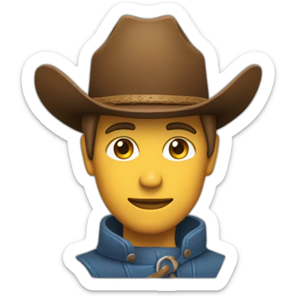 close up of a cowboy wearing two hats each stacked on top of each other sticker