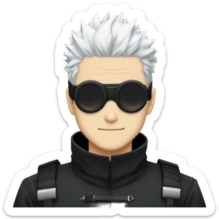 Gojo Satoru Jujutsu Kaisen anime white hair with black round black goggles sticker