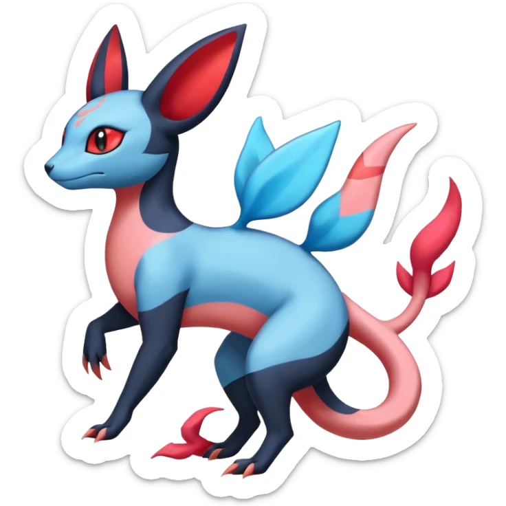 Salandit-Salamence-Sylveon-Umbreon-fusion-Pokémon-hybrid-creature  sticker