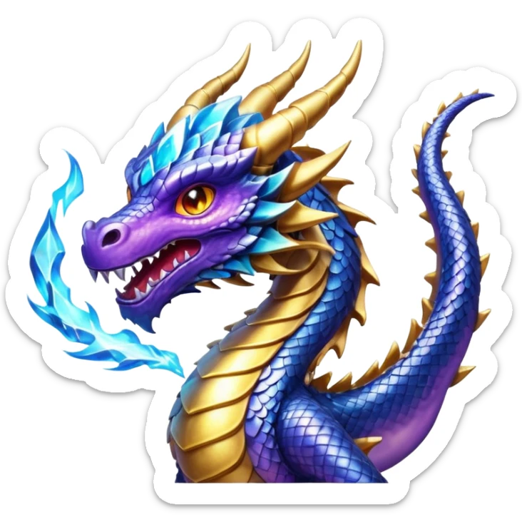 Amazing cool dragon with golden purpleish blue aura firing a energy blast which looks cool and dangerous at the sametime sticker