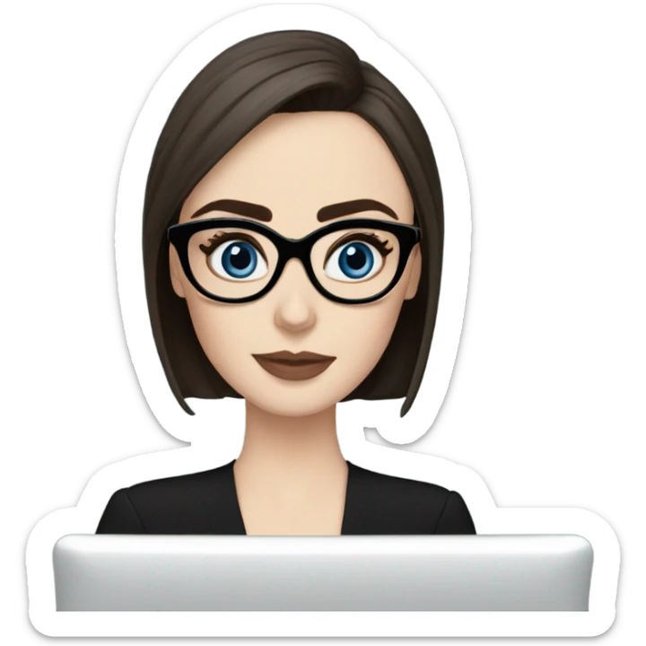 Lily collins blue eyes wearing glasses in a business meeting black dress sticker