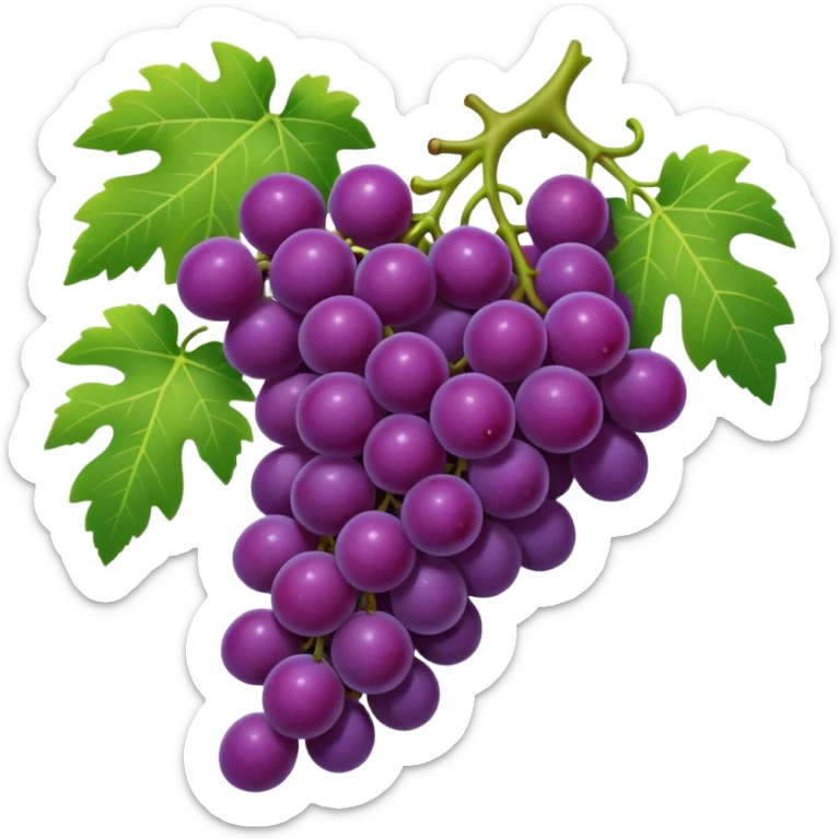 An emoji of a cluster of grapes on a vine, representing winemaking in ancient Rome. sticker