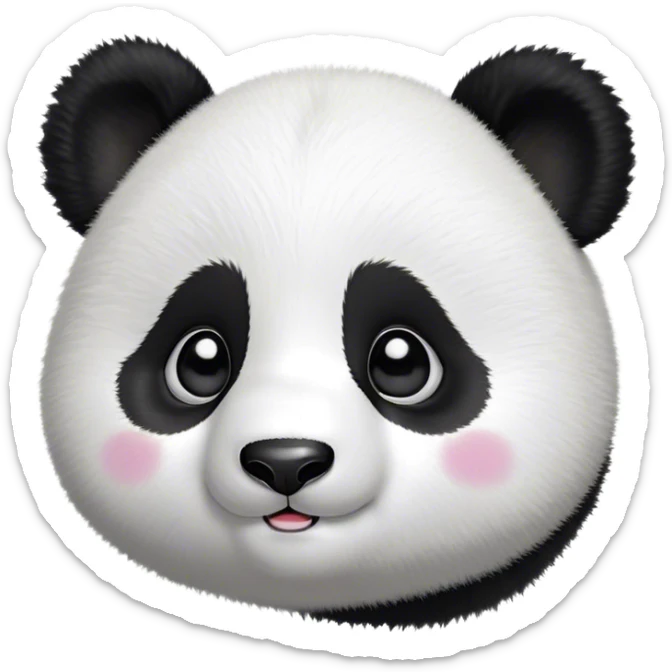 Cinematic Cute Baby Panda Portrait Emoji, Head tilted playfully and inquisitively, featuring an irresistibly fluffy, black and white Fur with an extra dose of cuddliness, round, sparkling eyes filled with boundless curiosity, Simplified yet adorably endearing features, highly detailed, glowing with a warm, friendly glow, high shine, affectionate and playful, stylized with a touch of playful charm, bright and heartwarming, soft glowing outline, capturing the essence of a mischievous yet loving baby panda, so playful it feels like it could tumble out of the screen into your arms! sticker