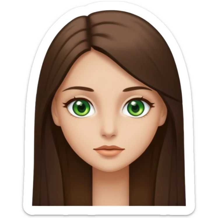 pretty woman in her 40s with green eyes and long straight ash-brown hair  sticker