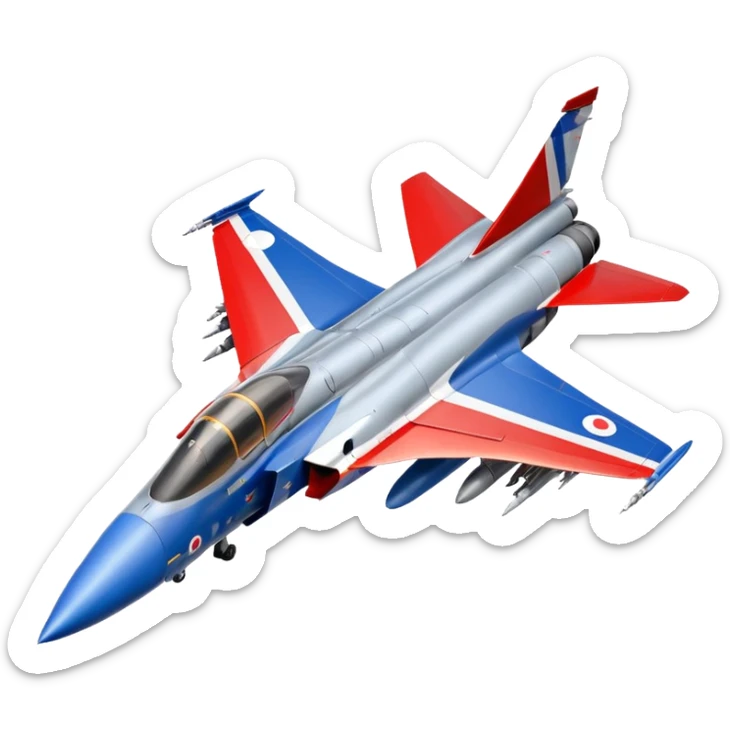 the french mirage fighter jet with the french flag behind it sticker
