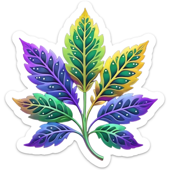 dark rainbow filigree design, leaf shapes, flower shapes, nature shapes, toxic nature, toxic plants sticker