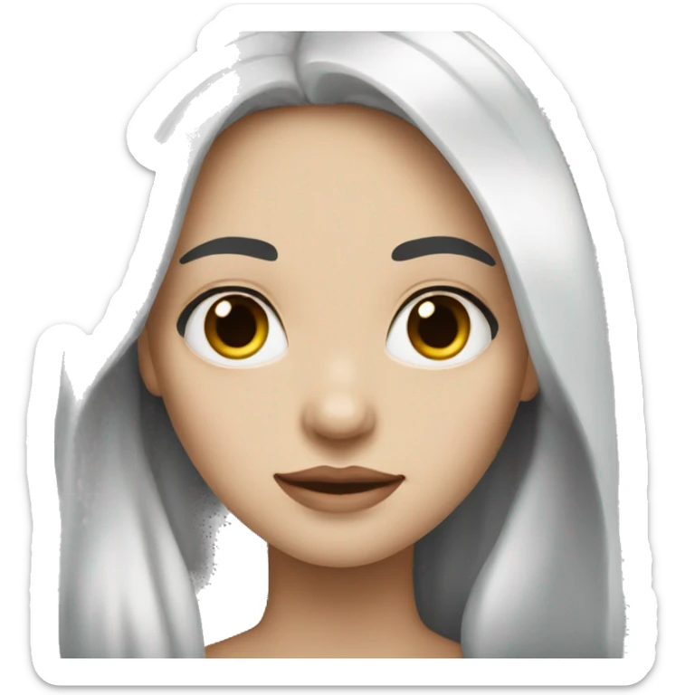 Woman who has white skin and half black hair and half White hair long hair sticker