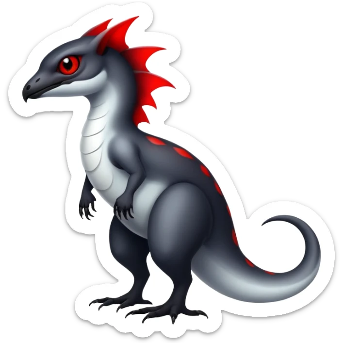 a translucent white with black belly and red eyes exotic edgy vernid-fionbri-creature full body sticker