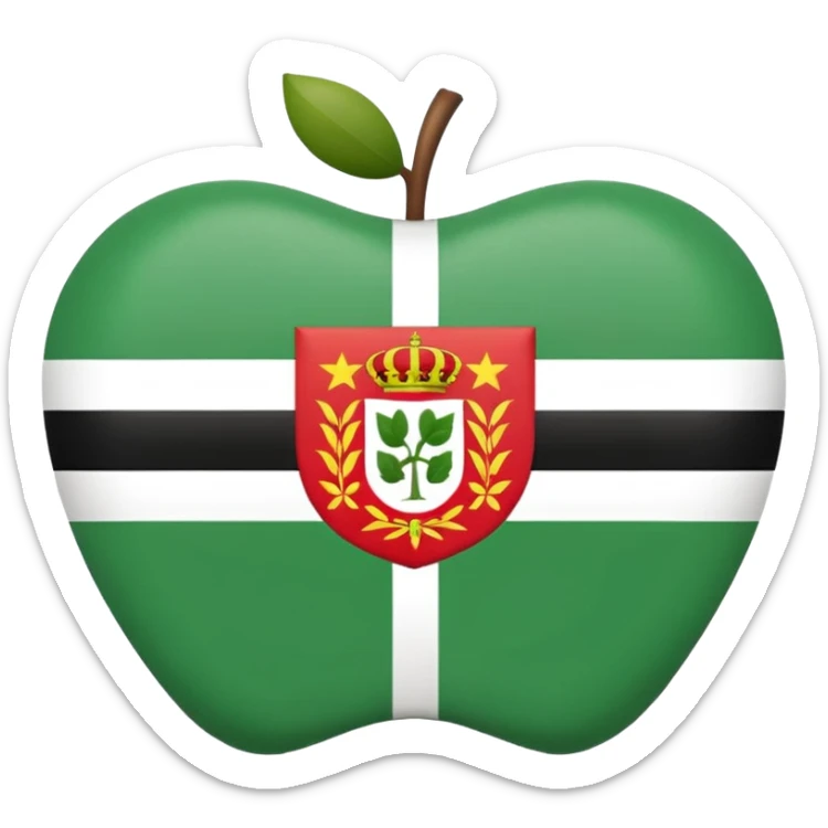 flag of Extremadura, Spain, apple emoji style, three horizontal stripes green white black, with coat of arms in the center sticker