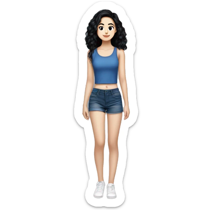 Hania amir, teen, full body, aesthetic, well detailed, black hair sticker