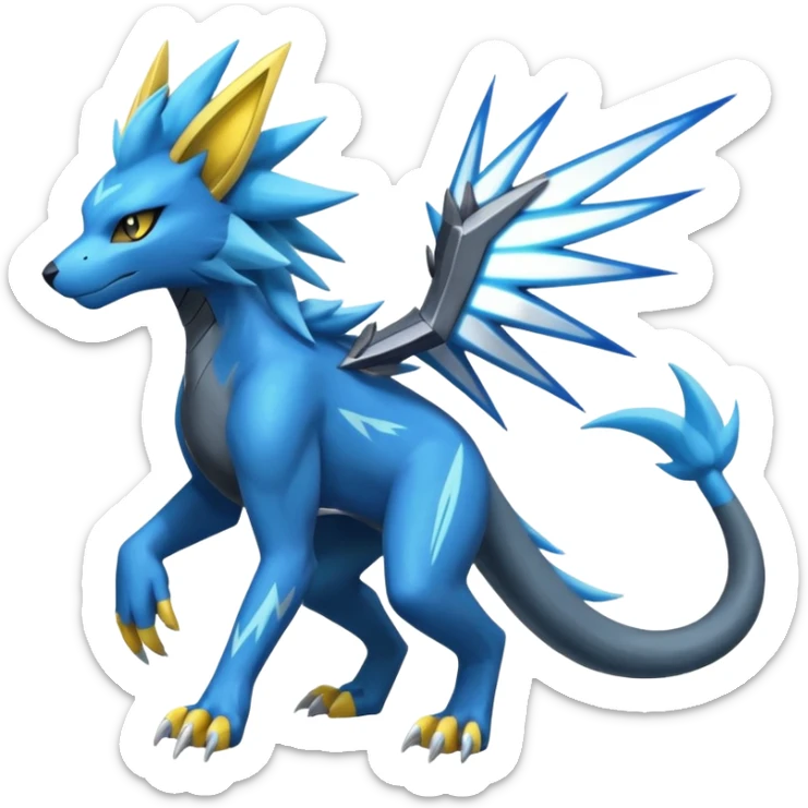 Dialga-Zeraora-Manectric-Luxray-Fakémon-fusion-animal-creature, full body  sticker