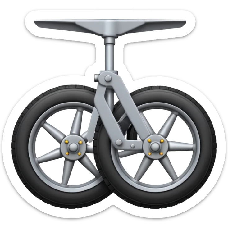 Emoji-style aircraft landing gear with a single wheel and strut, simplified design, clean lines, cartoon-like, isolated on white background, minimal shading sticker