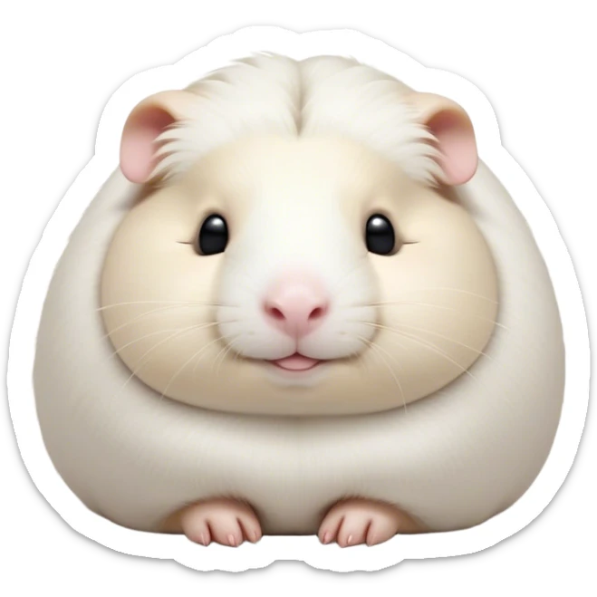 Meme-Worthy Cute Sleeping White Guinea Pig Portrait Emoji, Head resting peacefully with a contented smile, showcasing a delightfully chubby build and a luxuriously soft pure white fur, eyes shut in a serene, cozy nap, Simplified yet hilariously adorable features, highly detailed, glowing with a soft, drowsy light, high shine, relaxed and utterly lovable, stylized with an air of playful laziness, bright and heartwarming, soft glowing outline, capturing the essence of a comically sleepy guinea pig, so meme-worthy it feels like it could instantly become the next viral sensation of adorable slumber! sticker