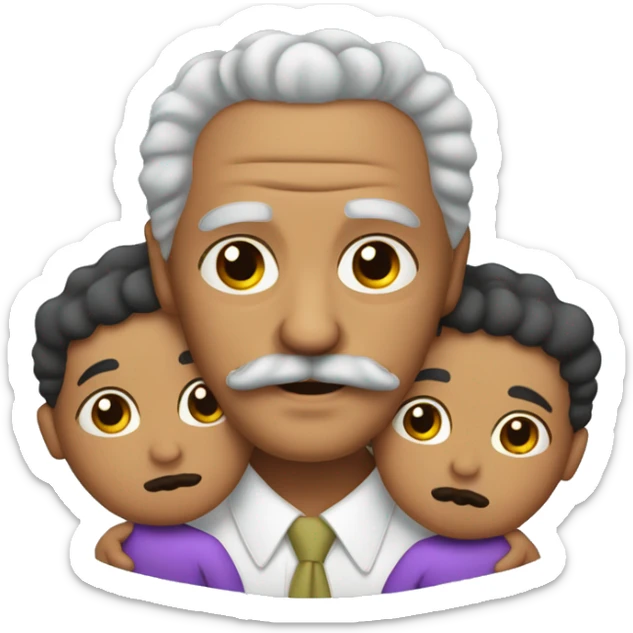 Mexican grandpa with curly hair and mustache carrying two baby’s  sticker