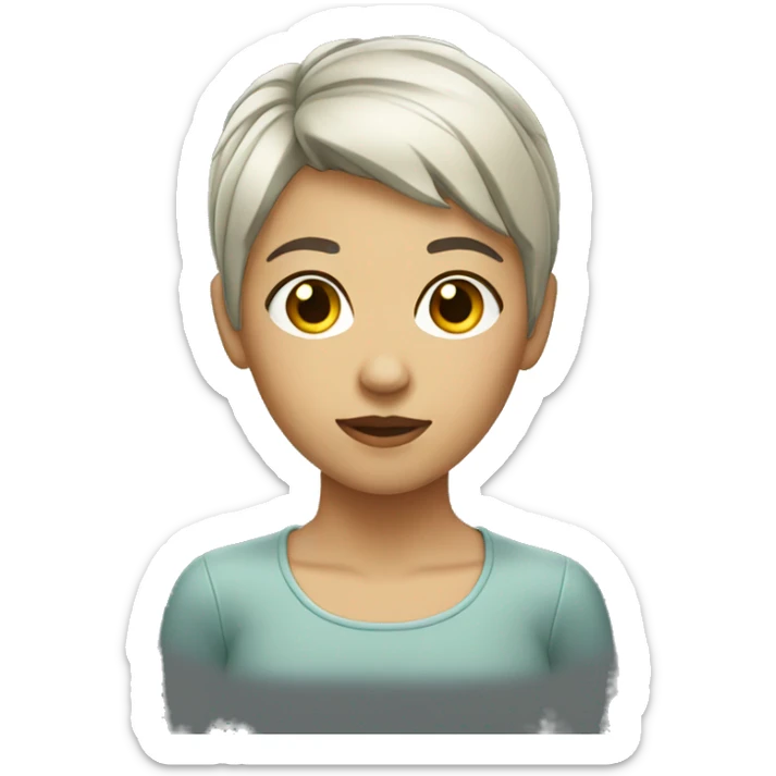 glass girl with short hair sticker