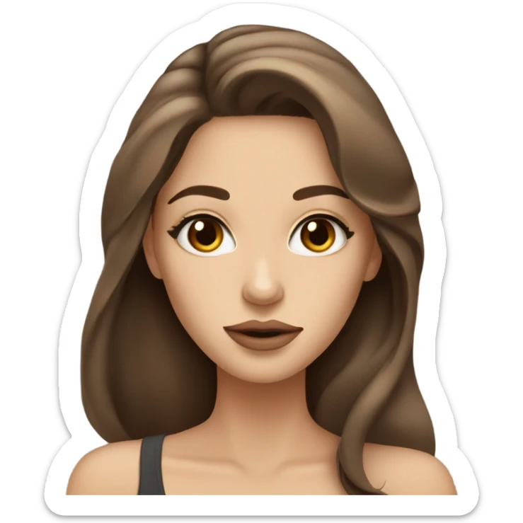 Beautiful woman, long brown hair, beige skin, model volume lips, big eyes  sticker