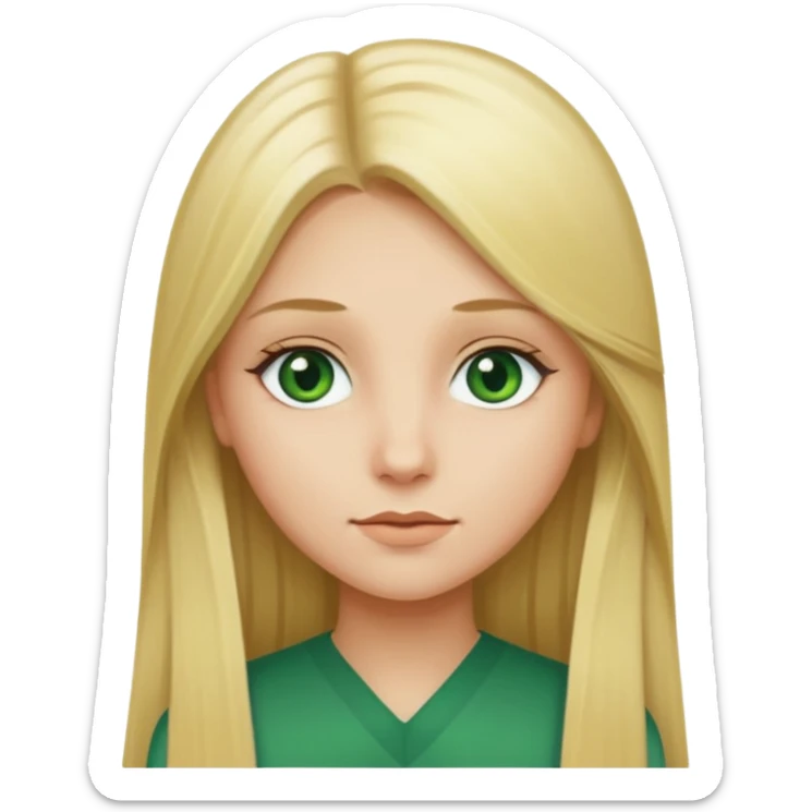 dziewczyna z długimi prostymi blond włosami i zielonymi oczami sticker