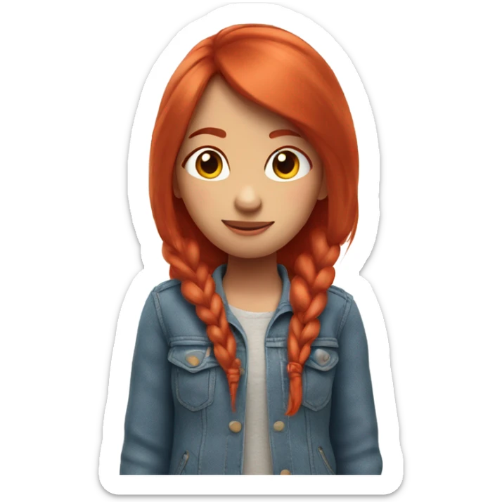 3d image, cute girl, with red hair in the style of Pixar sticker