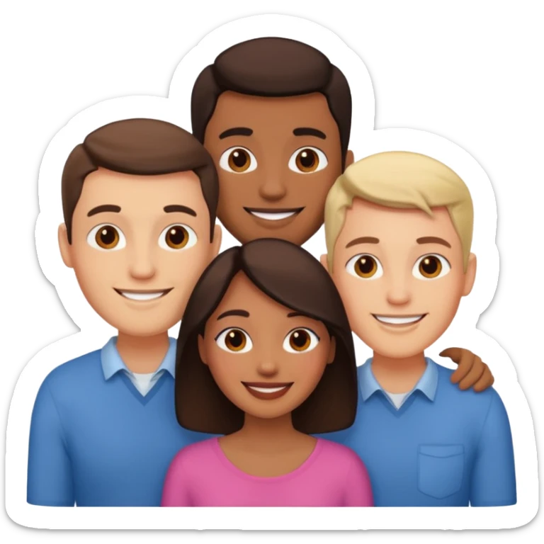 Un trouple : deux hommes  et une femme qui sont amoureux  ,  sticker