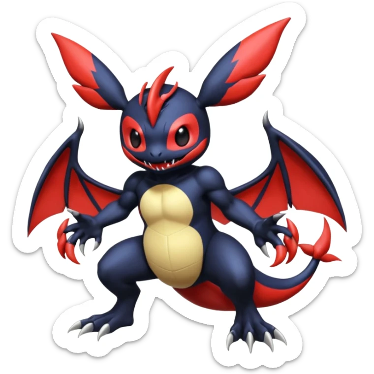 Venom-Stitch-Pikachu-Yveltal-Lunala-Fakémon-hybrid-creature (full body)  sticker