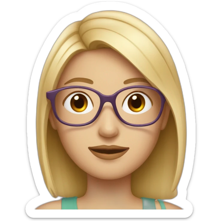 Une fille avec deux mèche blonde et des lunettes sticker
