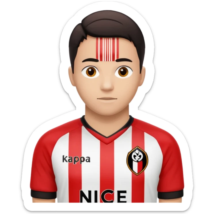 Supporter de L’ogc Nice. Maillot de foot rouge et noir (bandes) logo Kappa. Et logo de L’ogc Nice original. sticker