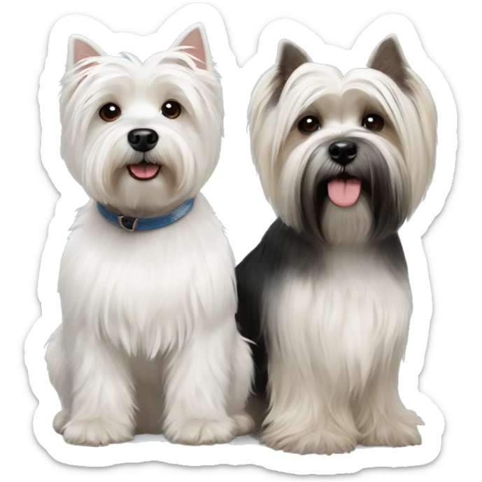 West highland terrier and Scottish terrier and shih tzu sitting together friends sticker
