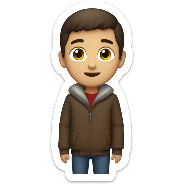 winter, christmas, hispanic, short brown hair, boy, brown eyes, child, full body, brown coat sticker