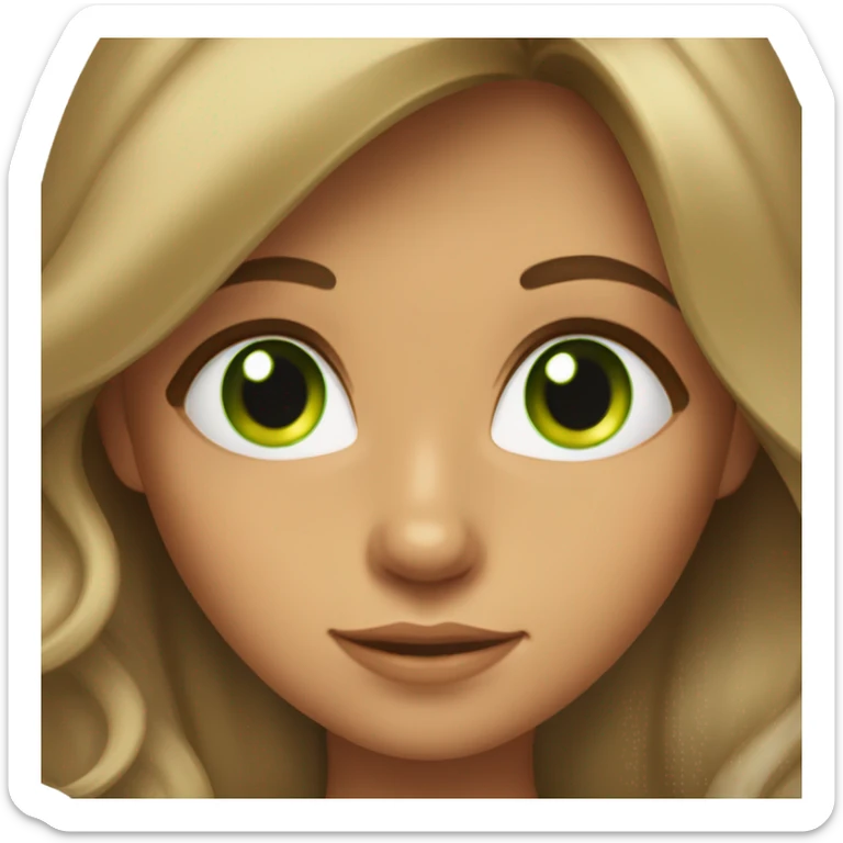 Tanned brown haired girl with blowout hair and green eyes sticker
