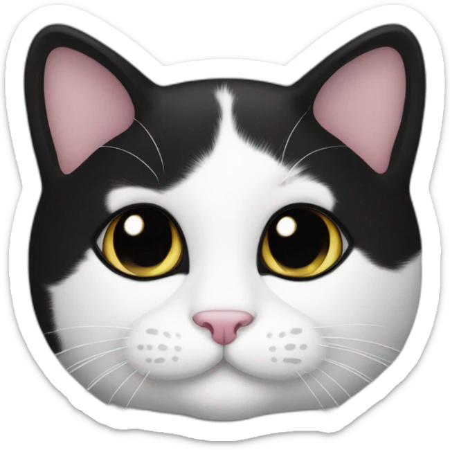 a black and white cat, black on half of the face but with black near ears. The rest is white, his name is oreo sticker