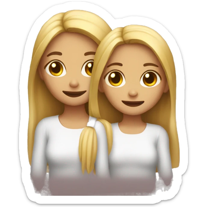 2 girl: 1 girl is happy, other girl is sad  sticker