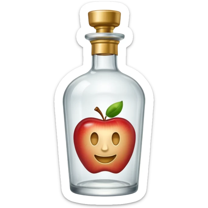 A bottle of vodka emoji in the style of Apple emoji with a knocker. sticker
