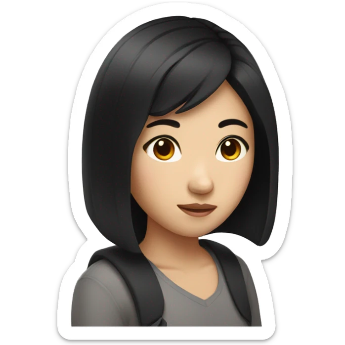 asian girl with black hair sticker