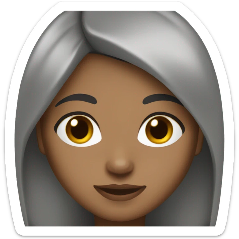 girl with brown skin, straight dark brown hair and brown eyes sticker