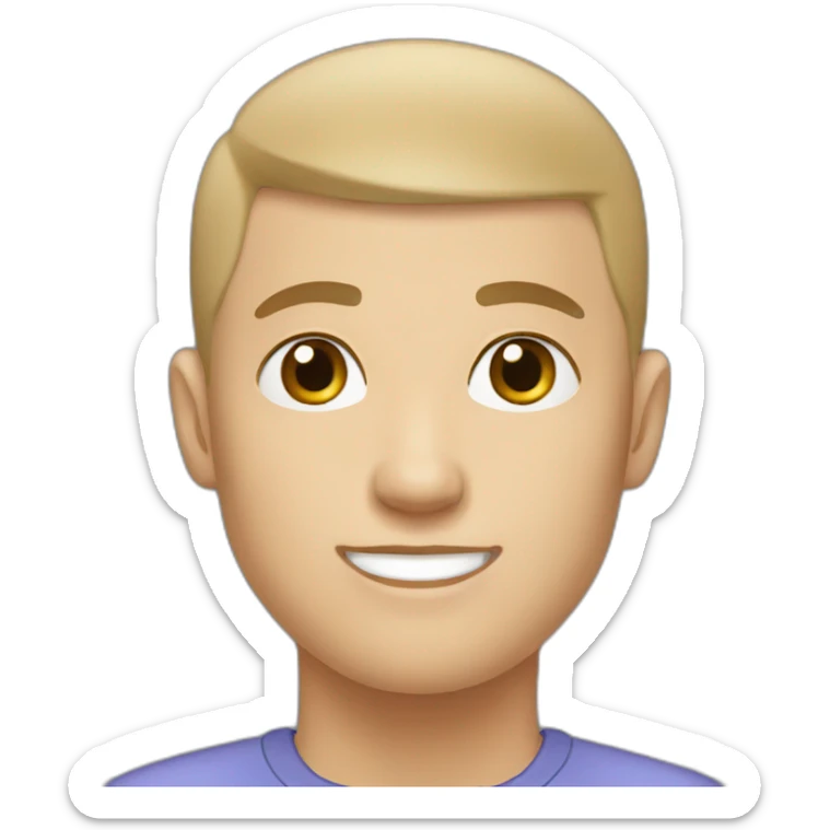 a white male student with almost bald short brown hair with hairstyle French crop sticker