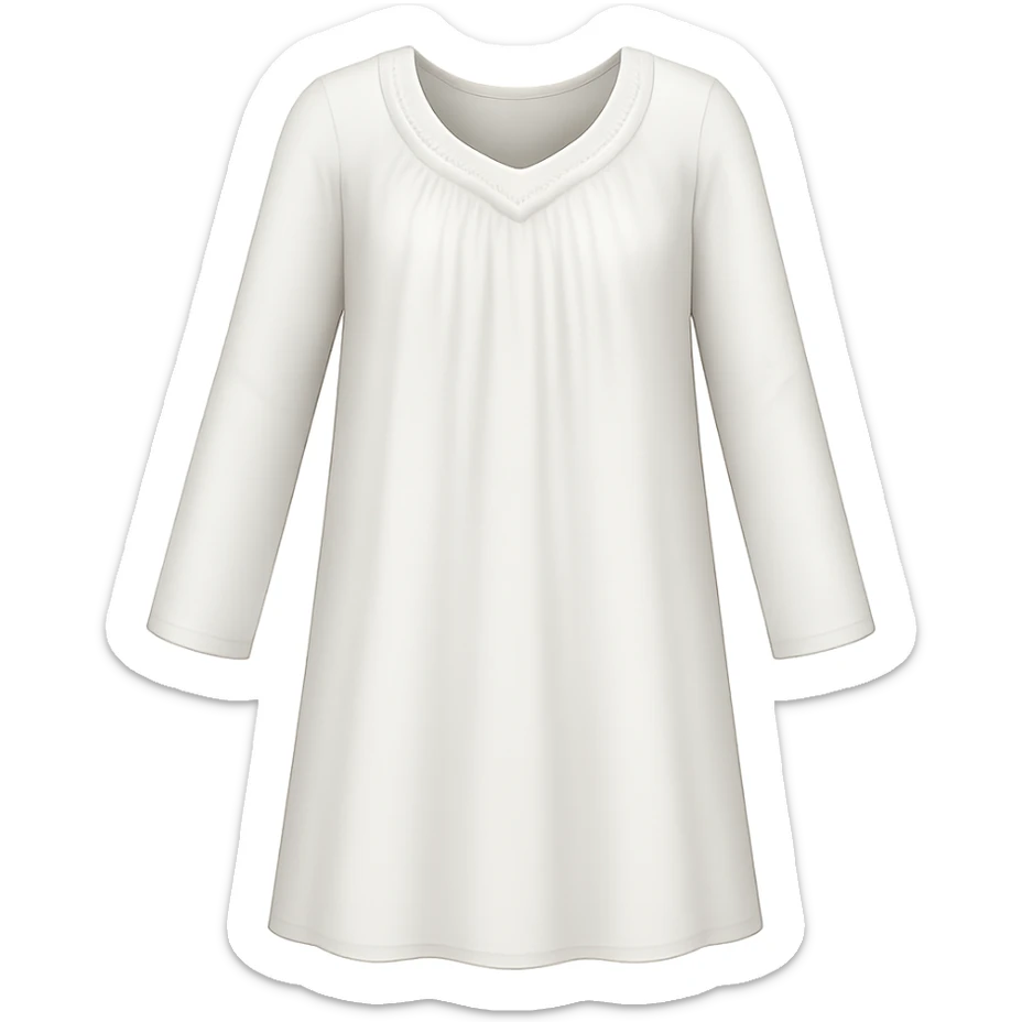 Make the nightgown white with long sleeves in the style of apple style emojis, keeping the emoji style look, with no background. sticker