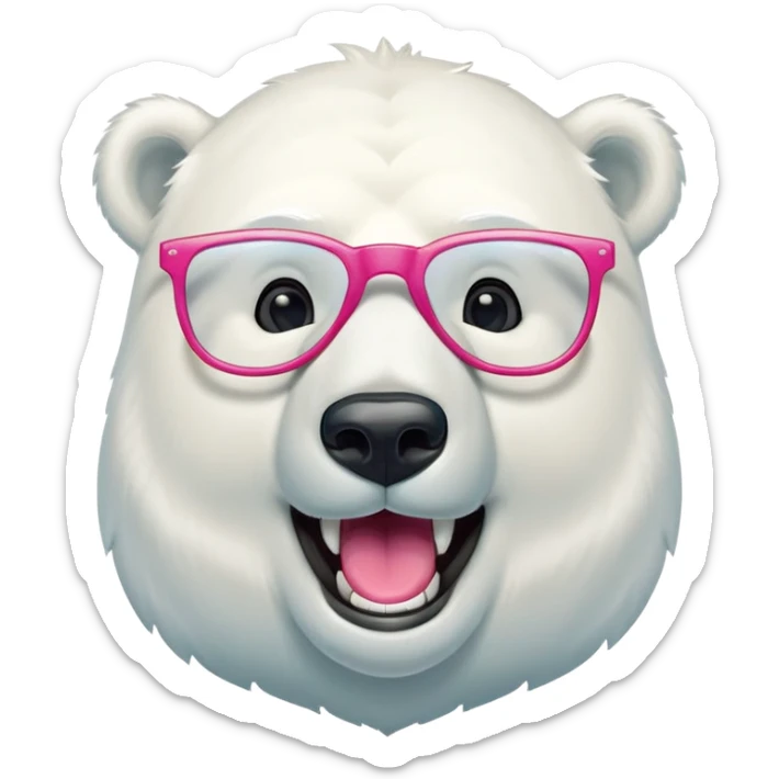 laughing polar bear headshot wearing a t-shirt and oversized colorful glasses sticker