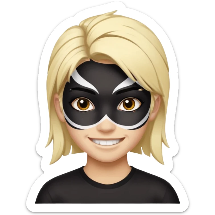 A black hair teen supporter with bold full-face paint, smiling with fierce team spirit. blonde hair sticker