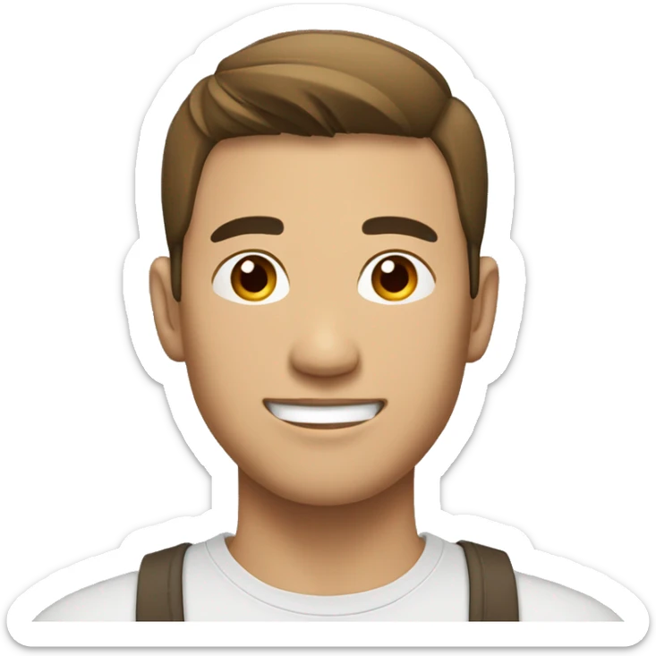 Handsome Asian man with a casual outfit on, brown hair and muscular sticker