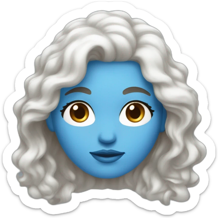 femme blanche aux cheveux longs bruns bouclés et aux yeux bleu sticker