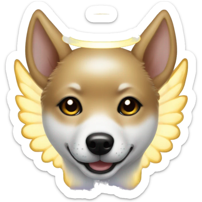 Black Shiba Inu angel | face | fantasy | halo | innocent | smiling face with halo sticker