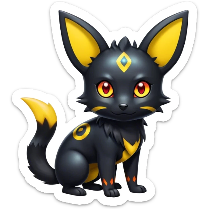 Shiny Dark Cute Edgy Cool Umbreon-Litten-fusion-hybrid full body  sticker