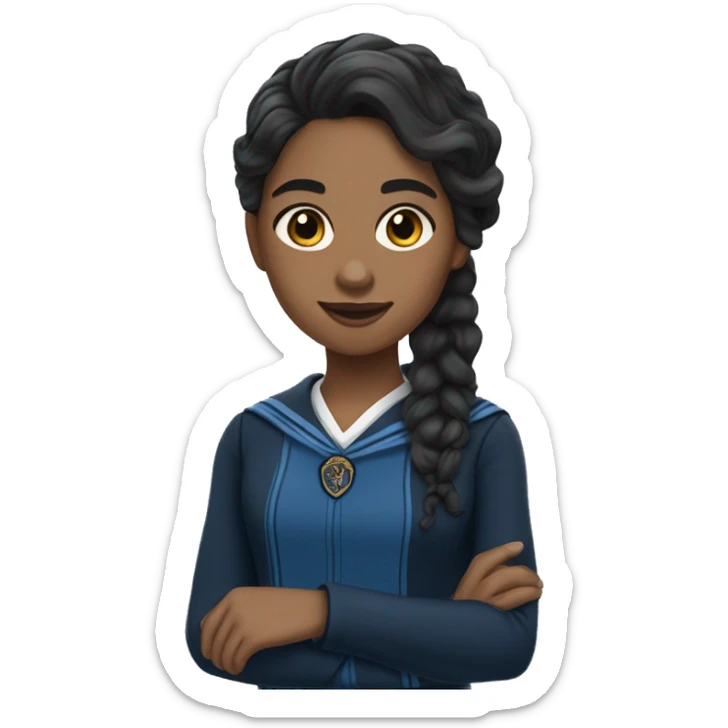 Ravenclaw Girl black wavy hair very light brown skin sticker