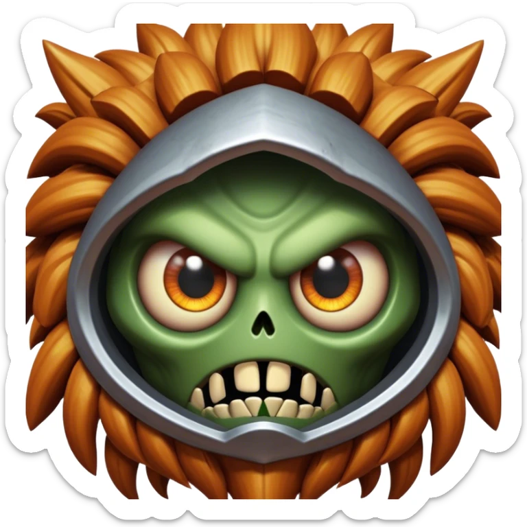 3D, cinematic ultra detailed 32k HD Doom srhoom in pvz 1, brought to life with stunning visual details, each lash, eye, and hair is shown in stunning detail, rich textures, visually rich, so lifelike that it feels like it could leap off the page at any moment sticker