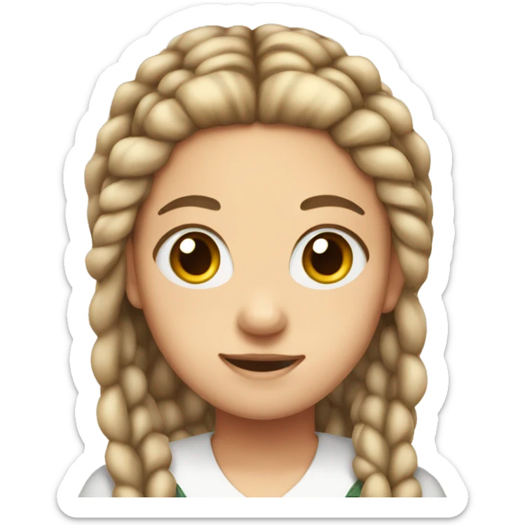 teenager girl with braids with a white bow in her hair  sticker