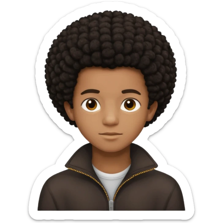 teen black boy with medium afro hair and dark brown eyes  sticker