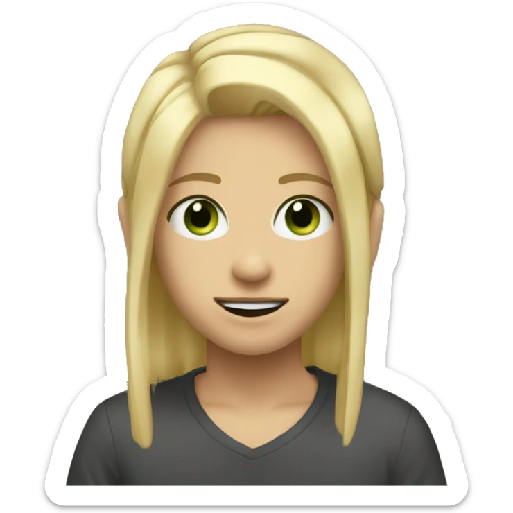 generate me as an emoji, I have middle part hair, gren eyes,  am a boy, blonde ish hair,  sticker