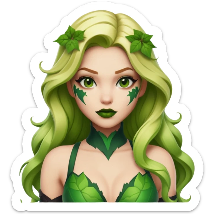 poison ivy fortnite skin with green lips and with blonde hair sticker