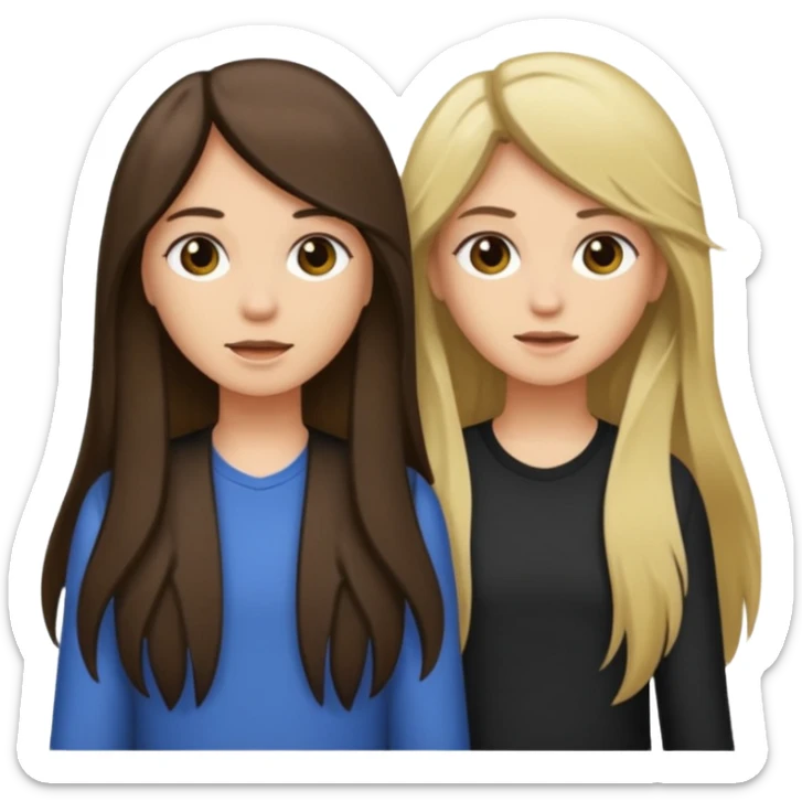 bestiess one with dark brown hair and one with dirty blonde hair long hair for both of them sticker