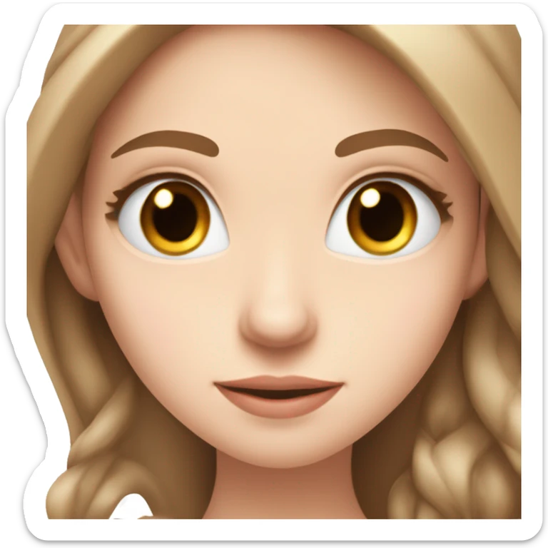 Pretty White girl with long brown hair and light hazel eyes in love with hearts around her  sticker